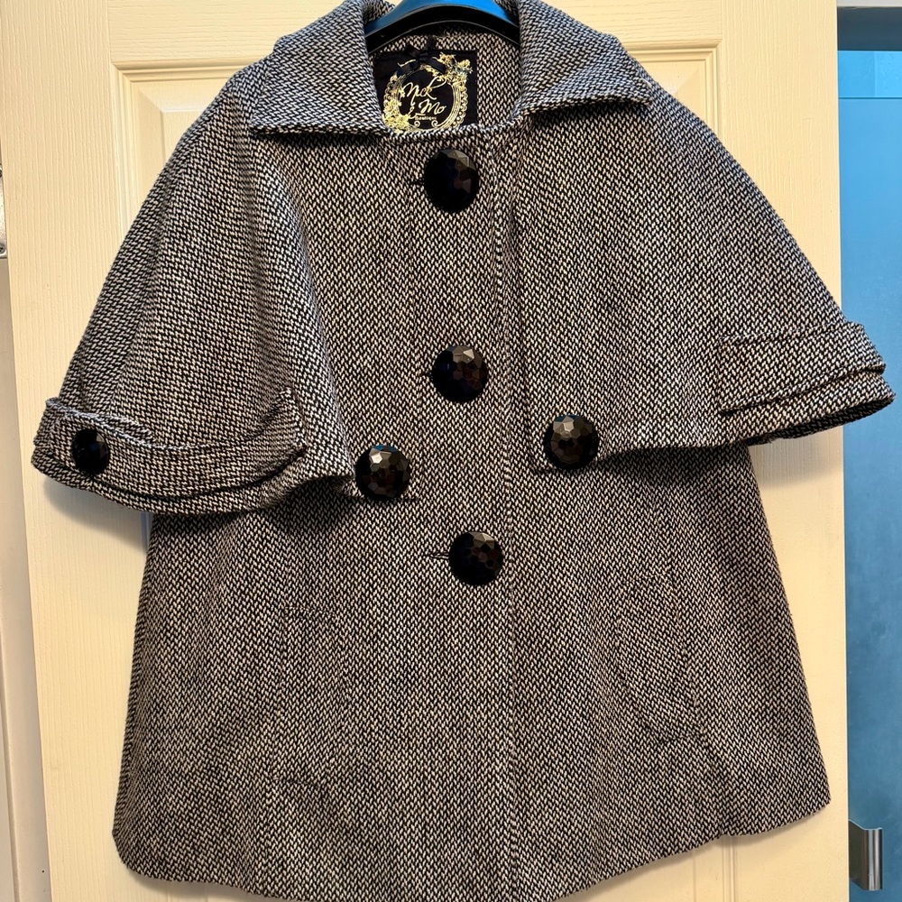 Nick & Mo Black and White Cape Coat